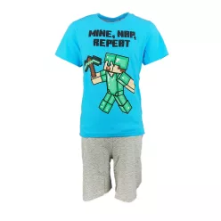   Minecraft Mine Nap Repeat gyerek rövid pizsama 10 év / 140 cm