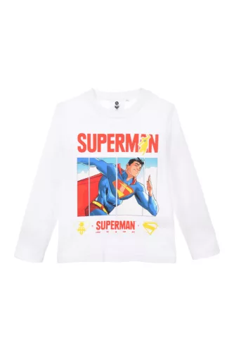 Superman White gyerek hosszú póló, felső 10 év / 110 cm