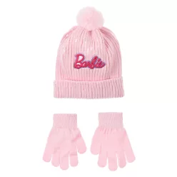   Barbie Light Pink flitteres gyerek sapka + kesztyű szett 52 cm