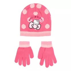   Hello Kitty Cute Dots Pink gyerek sapka + kesztyű szett 54 cm