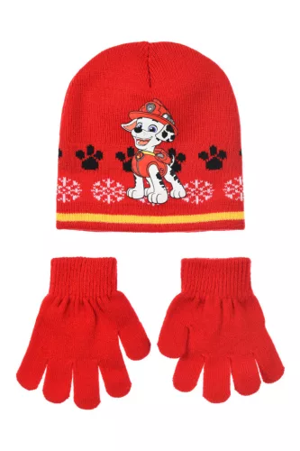 Mancs Őrjárat Marshall Red gyerek sapka + kesztyű szett 54 cm