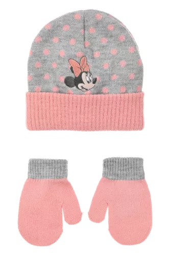 Disney Minnie Dots Grey baba sapka + kesztyű szett 48 cm