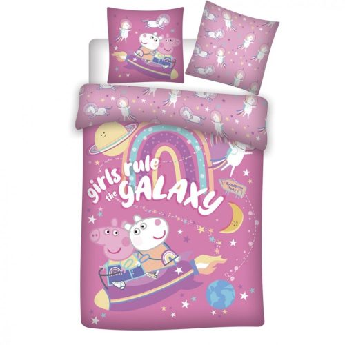 Peppa malac Galaxy ágyneműhuzat 140×200cm, 63×63 cm microfibre