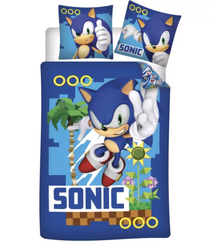 Sonic a sündisznó Turbo gyerek, ovis ágyneműhuzat 100×135cm, 40×60 cm