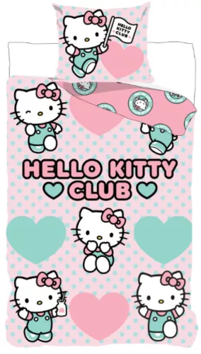 Hello Kitty Club gyerek, ovis ágyneműhuzat 100×135 cm, 40×60 cm