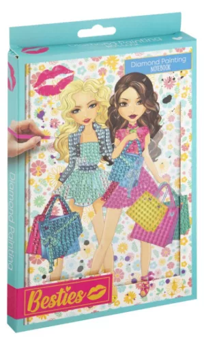 Lányos Besties Shopping gyémántszemes kemény fedeles jegyzetfüzet A5