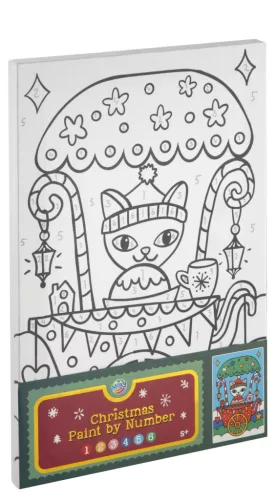 Karácsonyi Festive Cat számos kifestő szett A4
