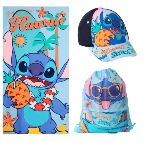 Disney Lilo és Stitch, A csillagkutya Hawaii törölköző, tornazsák, baseball sapka szett