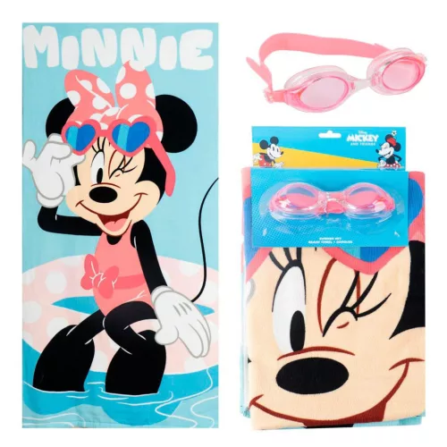 Disney Minnie Swimming törölköző és úszószemüveg szett