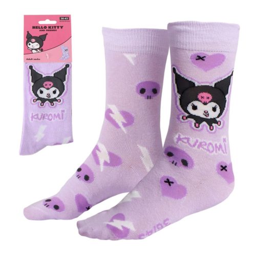 Hello Kitty Kuromi Purple felnőtt hosszú szárú zokni 36/43