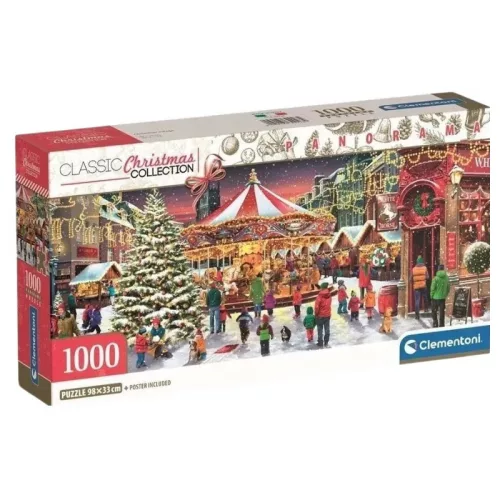 Karácsonyi falu Village 1000 db-os panoráma puzzle Clementoni