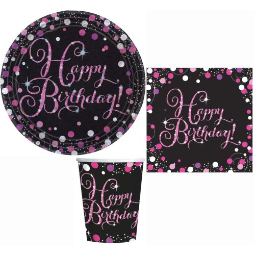 Happy Birthday Pink party szett 32 db-os 23 cm-es tányérral