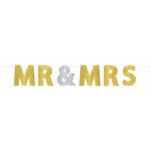 Mr. & Mrs. csillámos papír felirat 3,65 m