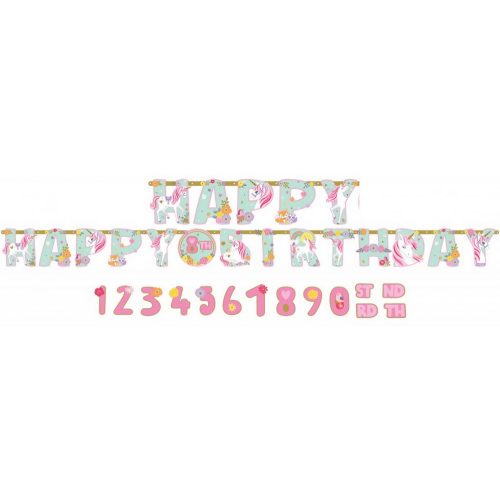 Unikornis Magical Happy Birthday óriás felirat 320 cm