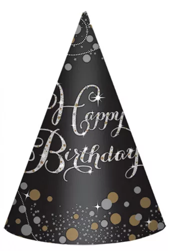Happy Birthday Gold parti kalap, csákó 6 db-os