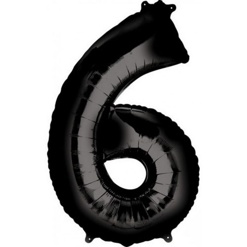 Black óriás szám fólia lufi 6-os, 86*55 cm