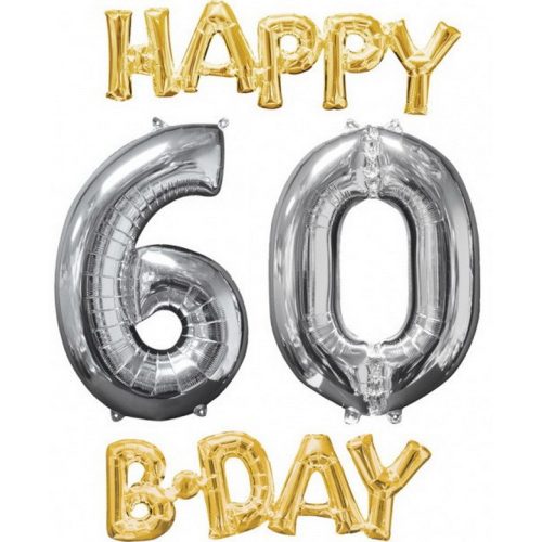 Happy Birthday 60 Fólia lufi 4 db-os szett