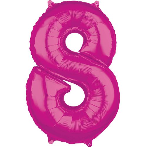Pink szám fólia lufi 8-as, 66*45 cm