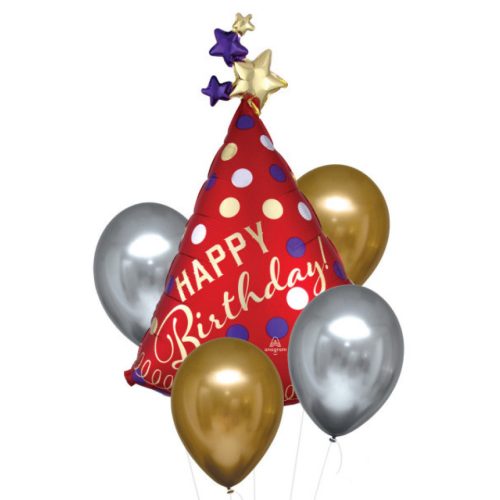 Szatén Luxe Happy Birthday fólia lufi 5 db-os szett