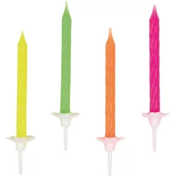   Színes Neon Happy Birthday tortagyertya, gyertya szett 10 db-os