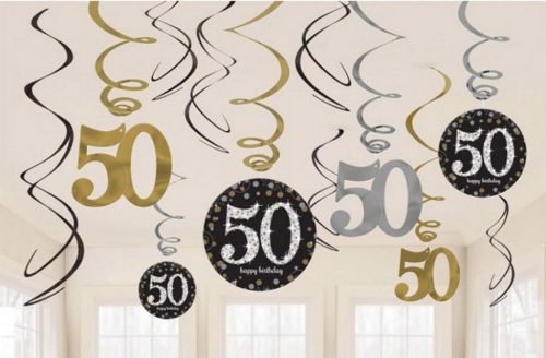 Happy Birthday Gold 50 Szalag dekoráció 12 db-os szett