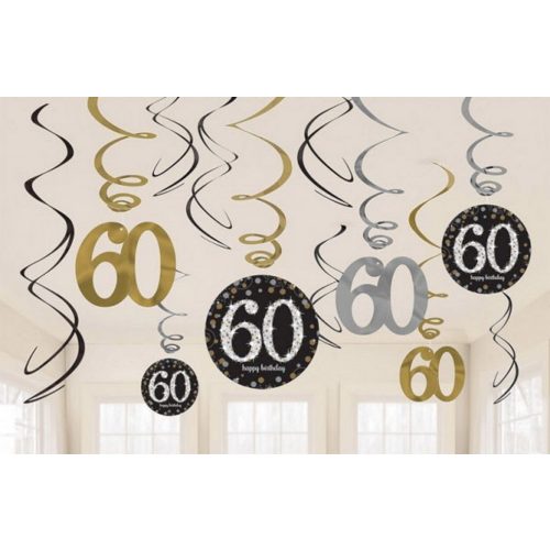 Happy Birthday Gold 60 Szalag dekoráció 12 db-os szett