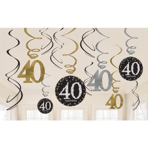 Happy Birthday Gold 40 Szalag dekoráció 12 db-os szett
