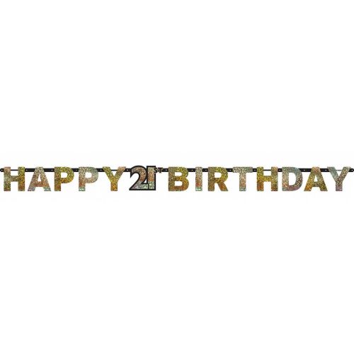 Happy Birthday Gold 21 hologrammos felirat 213 cm