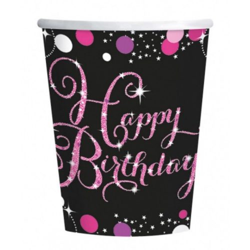 Happy Birthday Pink papír pohár 8 db-os 250 ml