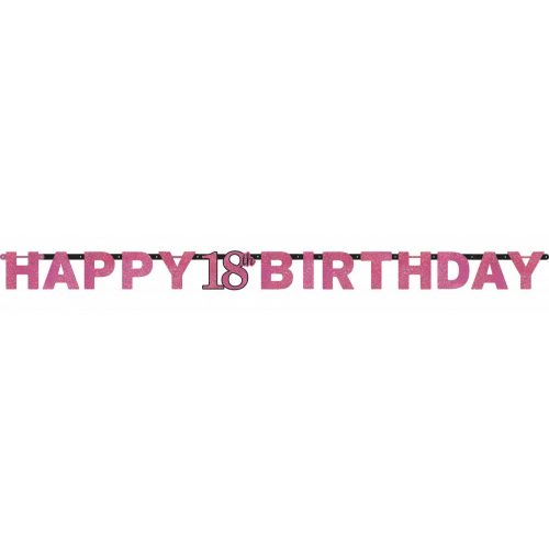 Happy Birthday Pink 18 hologramos felirat 213 cm