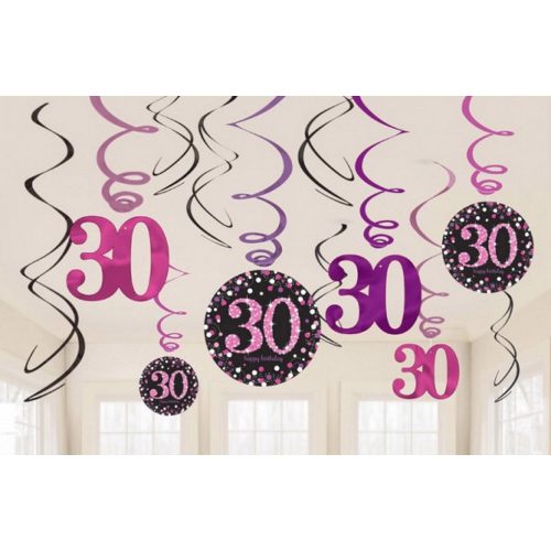 Happy Birthday Pink 30 Szalag dekoráció 12 db-os szett