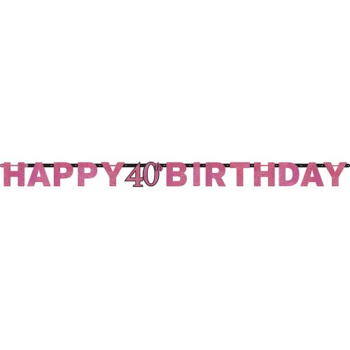 Happy Birthday Pink 40 hologrammos felirat 213 cm