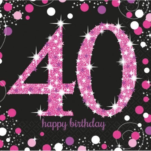Happy Birthday 40 Pink szalvéta 16 db-os 33x33 cm