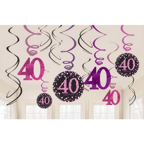 Happy Birthday 40 Szalag dekoráció 12 db-os szett