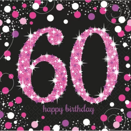 Happy Birthday Pink 60 szalvéta 16 db-os 33x33 cm