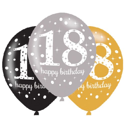 Happy Birthday 18 léggömb, lufi 6 db-os