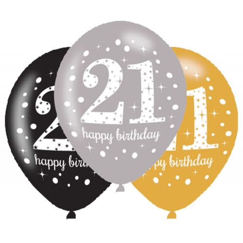 Happy Birthday 21 léggömb, lufi 6 db-os