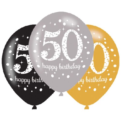 Happy Birthday 50 léggömb, lufi 6 db-os