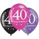Happy Birthday 40 Pink léggömb, lufi 6 db-os 11 inch (27,5 cm)