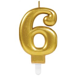 Arany Gold számgyertya, tortagyertya 6-os