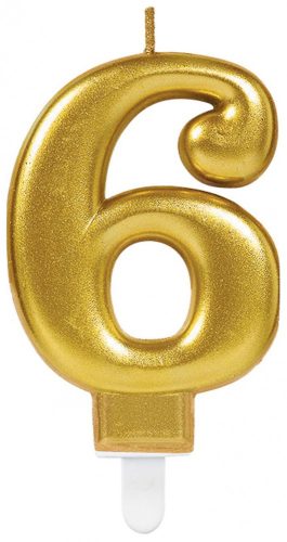 Arany Gold számgyertya, tortagyertya 6-os