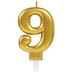 Arany Gold számgyertya, tortagyertya 9-es