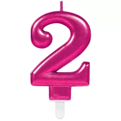 Rózsaszín Pink számgyertya, tortagyertya 2-es