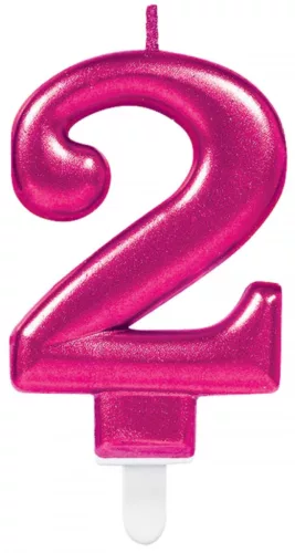 Rózsaszín Pink számgyertya, tortagyertya 2-es