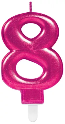 Rózsaszín Pink számgyertya, tortagyertya 8-as