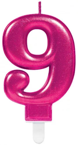 Rózsaszín Pink számgyertya, tortagyertya 9-es