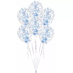   Kék Blue konfettivel töltött léggömb, lufi 6 db-os 11 inch (27,5 cm)