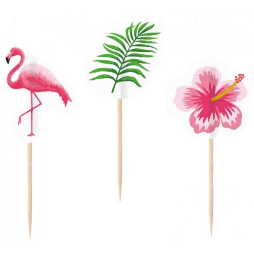 Flamingó koktél díszítő pálca 20 db-os