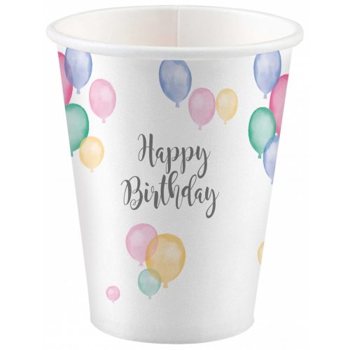 Happy Birthday Pastel papír pohár 8 db-os 250 ml