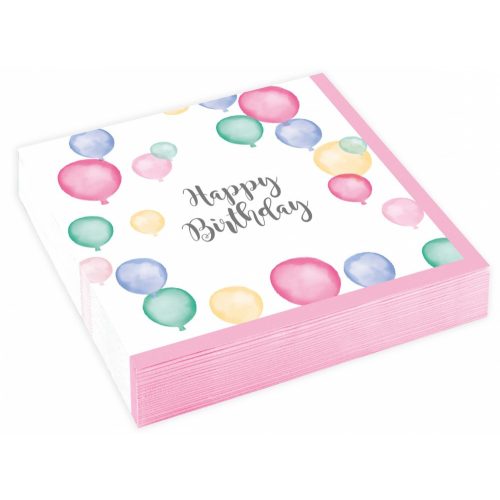 Happy Birthday Pastel szalvéta 20 db-os 25x25 cm